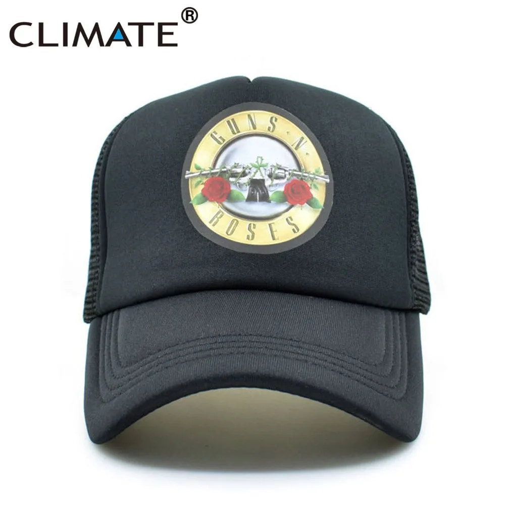 CLIMA Guns N Roses Degli Uomini Del Cappello Berretto GnR Rock Trucker Caps  Fantastiche Rock Band Cap Musica Rock Band Cappellini da Baseball Nero  degli Uomini del cappello|cap hat|rose captrucker mesh cap -