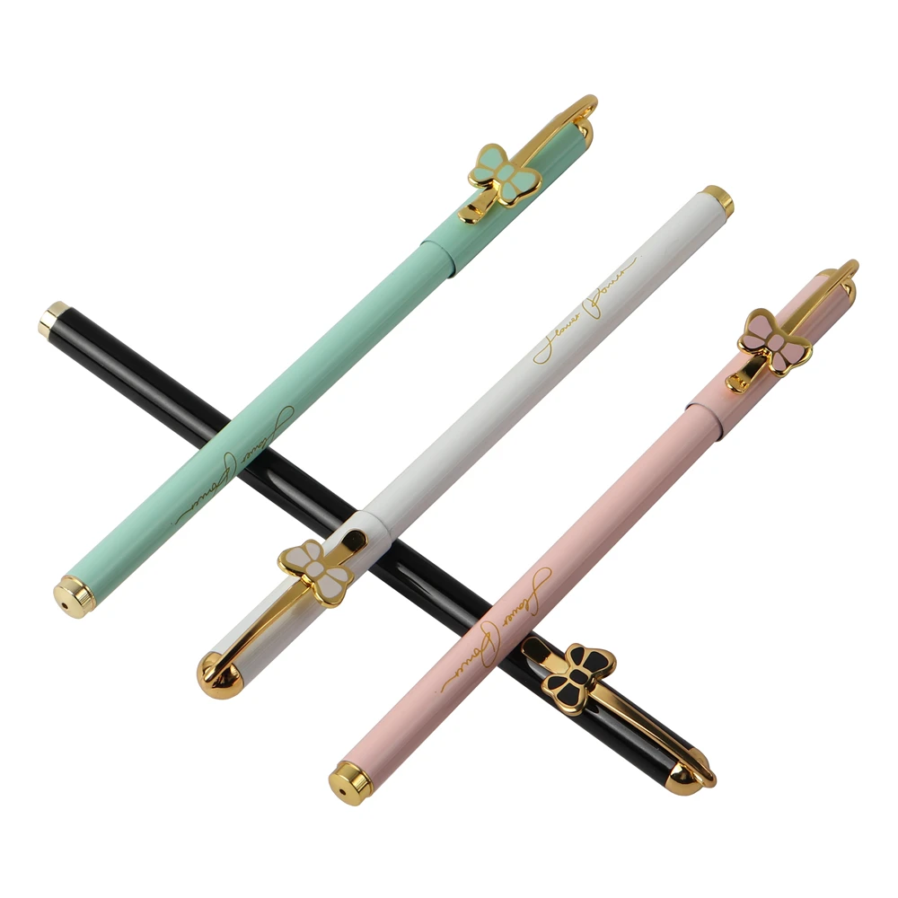 

1PCS/LOT Chenguang pattern fashion bow series quality unisex metal pen black core 0.5mm
