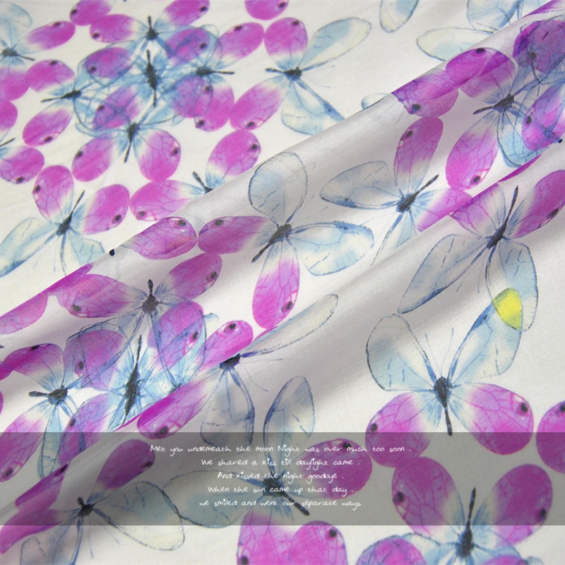 

LEO&LIN Butterfly 100% silk chiffon dress spring and summer Baotou cloth (1 meter)