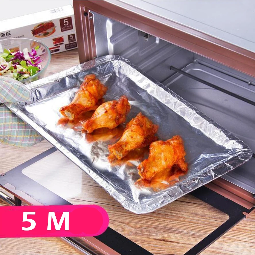 1PC 5m*30cm Tin Foil Paper Food Pack Cook Baking BBQ Grill Silver