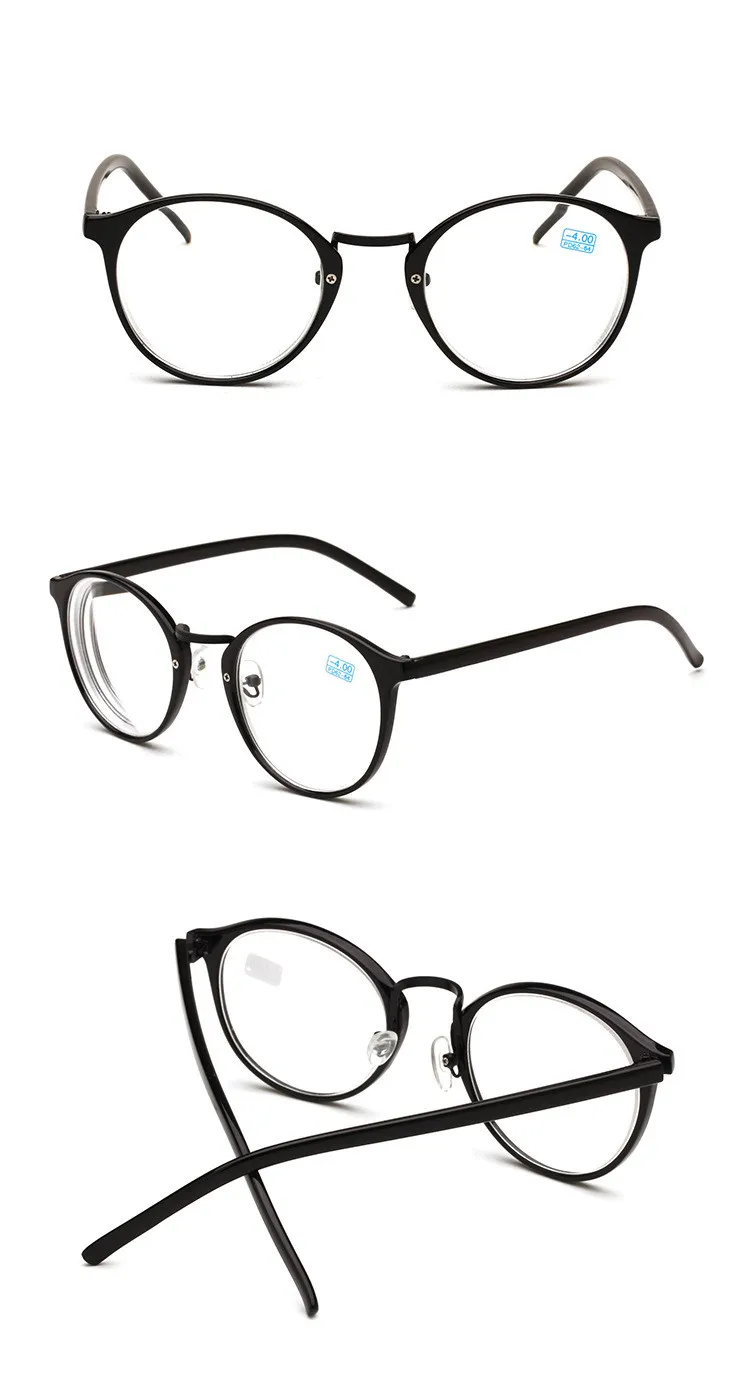 1,0,-1,5~-4,0 круглые готовые очки для близорукости, оптические очки для мужчин и женщин, студенческие очки по рецепту, линзы переменного тока, оправа для очков