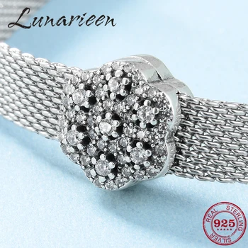 

Blossom spring Flower 925 Sterling Silver charms Clip Bead Fit Reflection Bracelet For Women Jewelry Making Berloque 2019