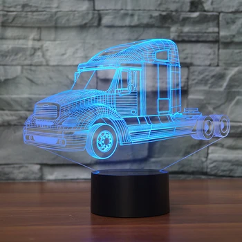 

3D Truck Tractor Car lamp Night Light Touch Table Desk Optical Illusion Lamps 7 Color Changing Lights Home Decoration