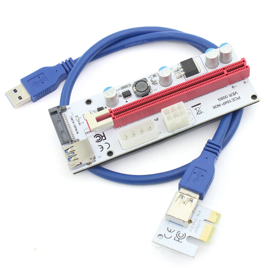 USB3.0 60CM PCIE 1X to 16X Graphics Card Extension Cable with Multi-power Ports DC Power Cable for Mining F21931/2