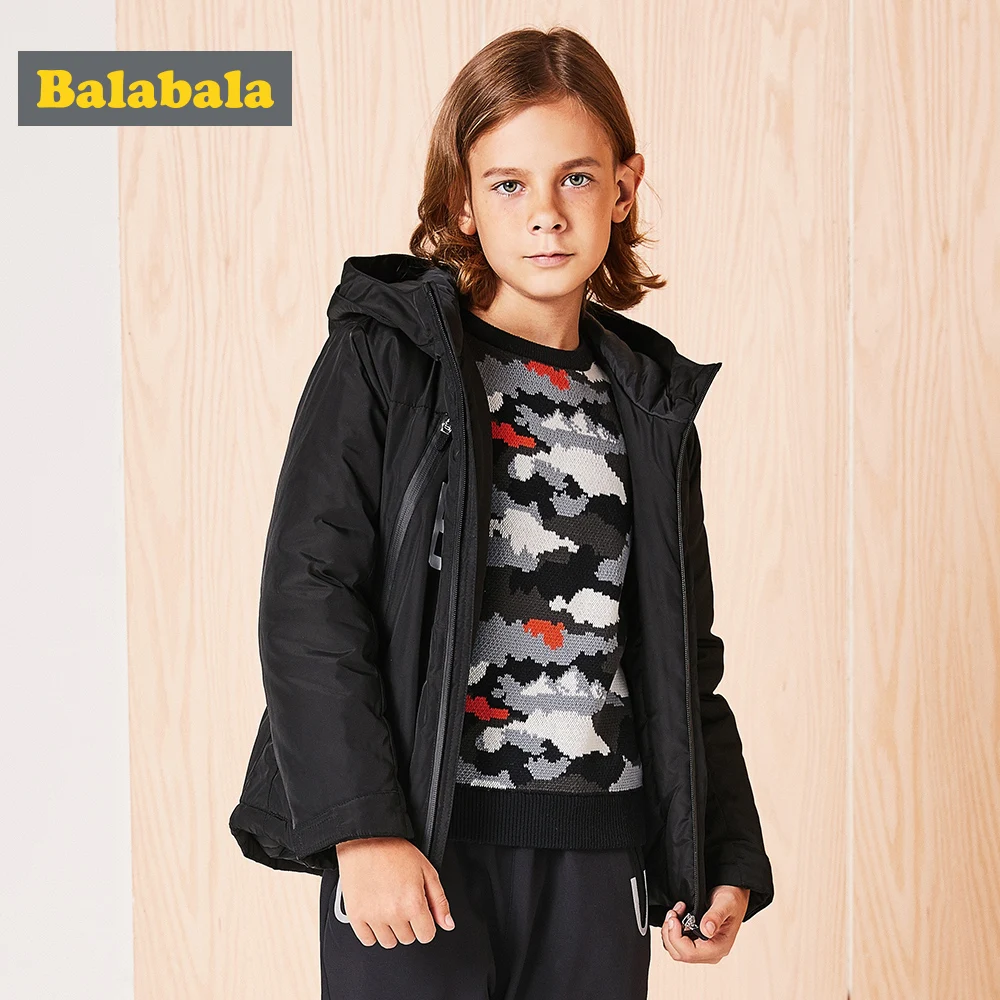 

Balabala Children Cotton Coat For Boys Cotton Jacket Winter Thick Clothes Hooded Jacket Fashion Outdoor Kids Boy Sports Outwear