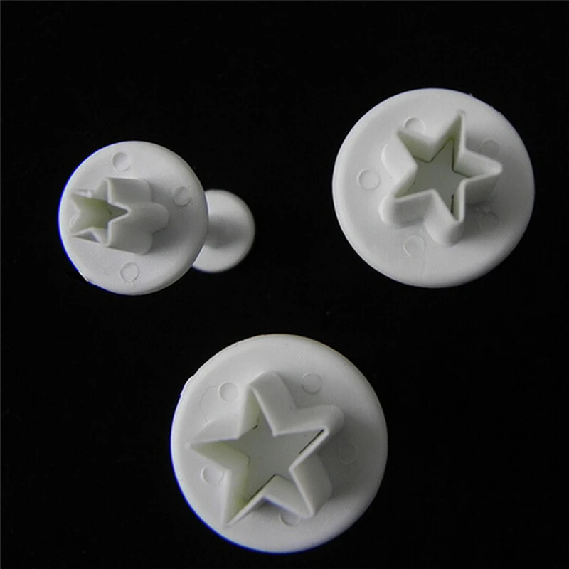

3Pcs/Set Mini Star DIY Fondant Cake Decorating Plunger Biscuit Cookies Cutter Mold Christmas Cake Decorating Tools 3 Sizes