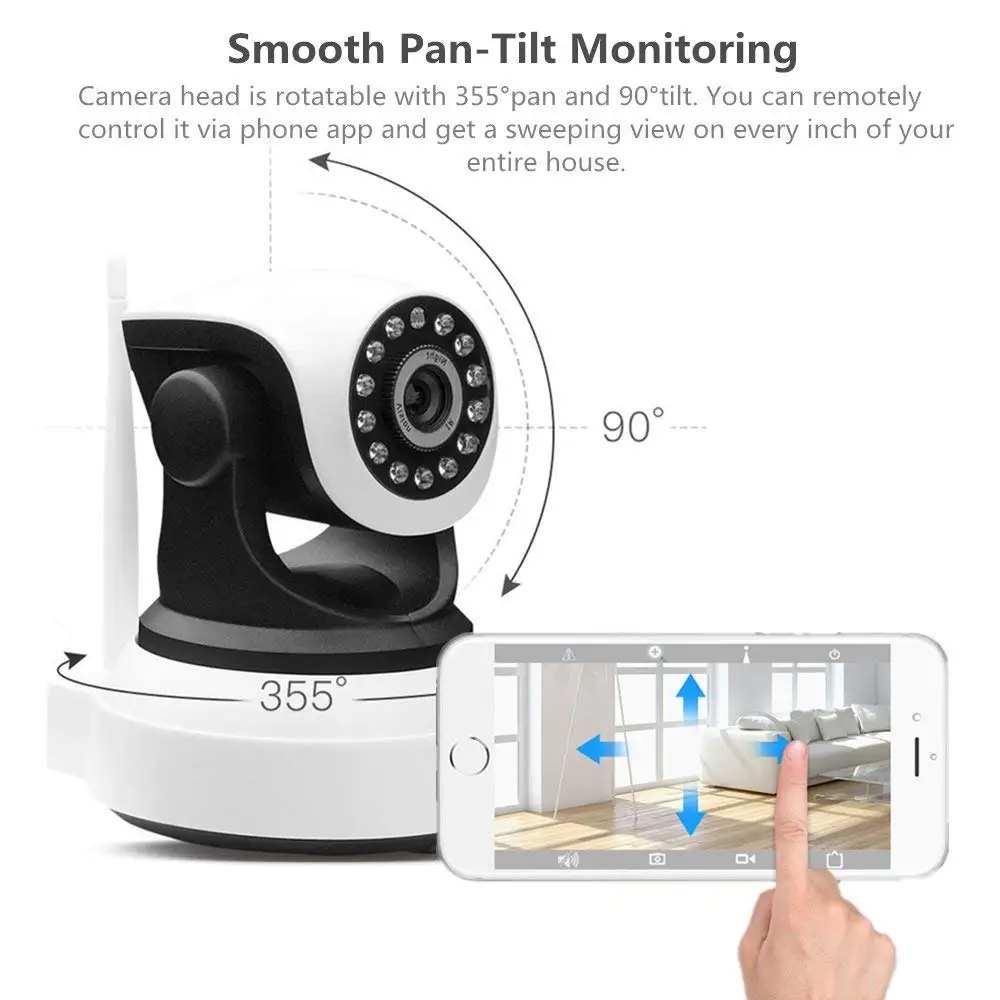 Wireless Wi-Fi Security Camera 1080p HD Pan Tilt IP Network Surveillance Webcam Day Night Vision, Baby Monitor,CamHi APP