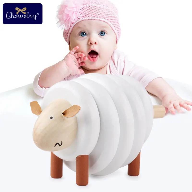

1PC Wooden Teether Baby Toys Sheep Puzzle Early Educational Montessori Gifts For 0-12 months Children Family Game Baby Products