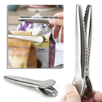

Portable Stainless Steel Food Storage Bag Sealer Sealing Clip Kitchen Clamp Tool