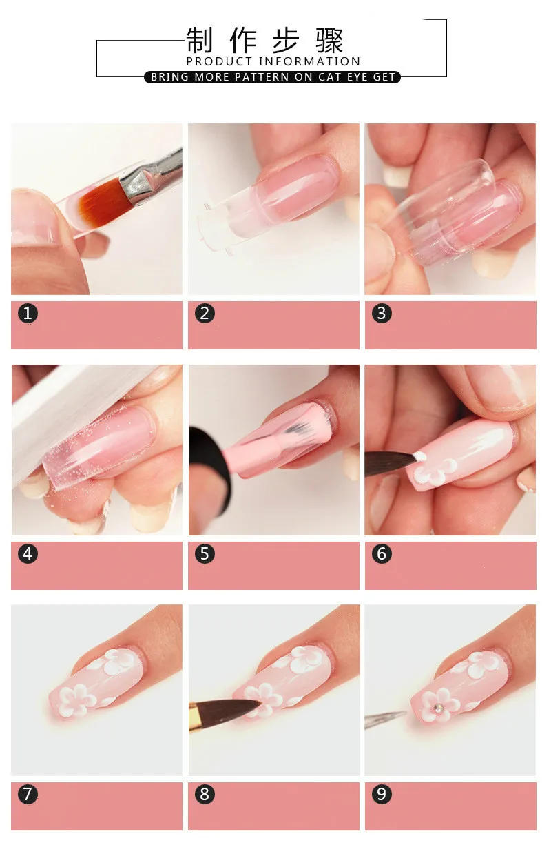 Маникюрный набор для наращивания ногтей, набор геля для ногтей, профессиональный набор акриловых инструментов для дизайна ногтей, акриловая пудра, прозрачный белый розовый дизайн ногтей