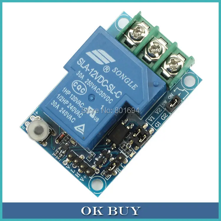 Placa do Módulo de Relé Interruptor de Chave dc 12 v 30a um Canal Self locking Optoacoplador Isolamento Multifuncional um