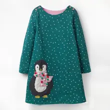 Littlemandy Girls Dress Penguins Long-Sleeve Dot Dresses 2019 Autumn Appliques Princess Dress Brand Kids Baby Girls Clothes Hot littlemandy shark baby girls summer enfant princess dress 2018 new costumes for kids clothing print jersey clothes brand dresses