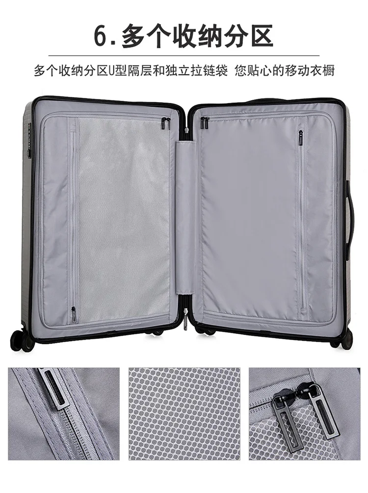 Travel Luggage Trolley Alloy Business Rolling Airplane Luggage Explosion Proof Zipper Suitcase Spinner Wheels Trunk (10)
