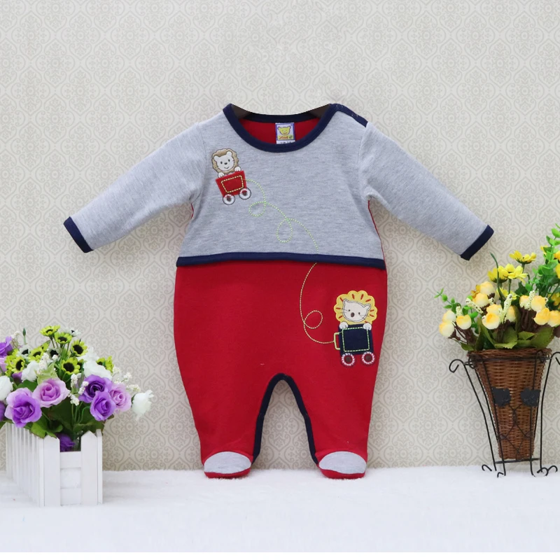 Little Q New Style Pure Cotton Newborn O-Neck One Piece Romper Autumn and Spring Boys Thin Baby Clothes Fashion Toddler Clothing |