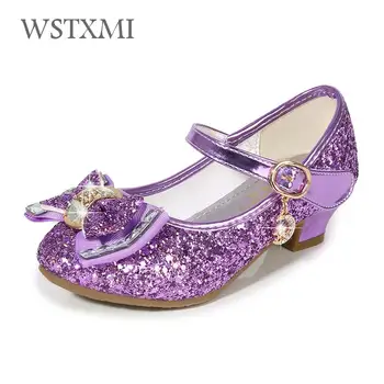 

Kids Shoes for Girls High Heel Party Summer Princess Sandals Fashion Children Glitter Leather Shoes Butterfly Knot Wedding Dress