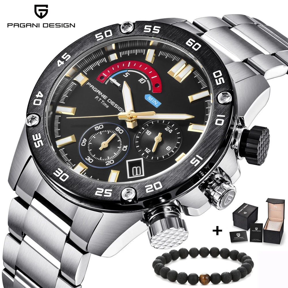 

PAGANI DESIGN Casual Sport Military Men's Watches Multifunction Stainless Steel Waterproof Quartz Wrist watch Relogio Masculino