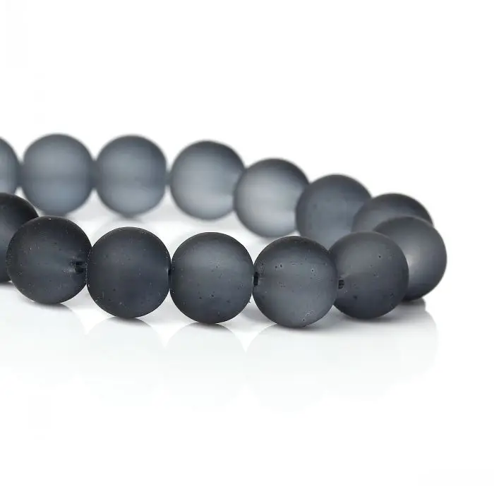 

DoreenBeads Glass Loose Beads Round Dark grey Frosted About 11mm Dia,Hole:Approx 1.3mm,80.5cm long,1 Strand(Approx 86 PCs)