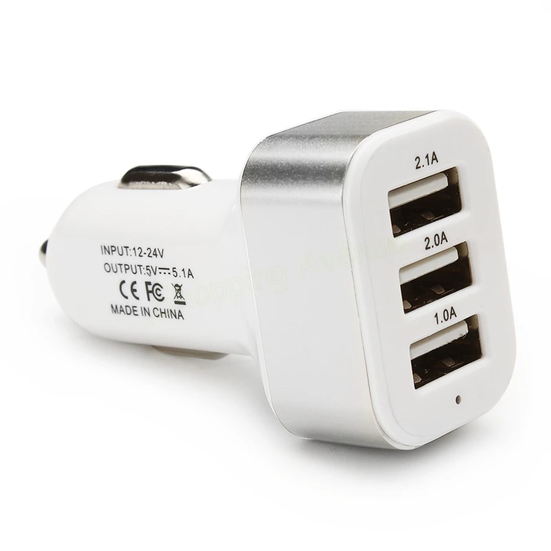  Universal Triple USB Car Charger Adapter USB Socket 3 Port Car-charger 2.1A 2A 1A For iPhone Samsung Ipad 