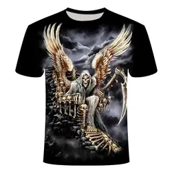 Модная футболка для мужчин/женщин тяжёлый Металл мрачный смерть с косой Объёмный рисунок (3D-принт) футболки короткий рукав Харадзюку Стиль