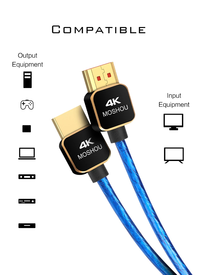 Профессиональный в энтузиасте HDMI 2,0 кабель 4K@ 60Hz MOSHOU HDMI 2,0 кабель 18Gbs высокое качество посеребренный сердечник 2 м 5 м HDMI 2.0a