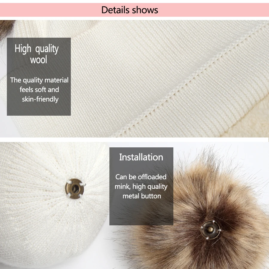 Girita Winter Women's knit hat fleece lined Hats crochet Skullies Beanies Pompon Fur Female Warm Caps The new listing (16)