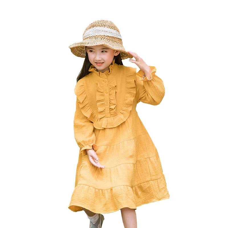 Осенняя детская одежда, платье для девочек, элегантные винтажные платья с длинными рукавами и оборками, детская одежда, Vestido Princesa