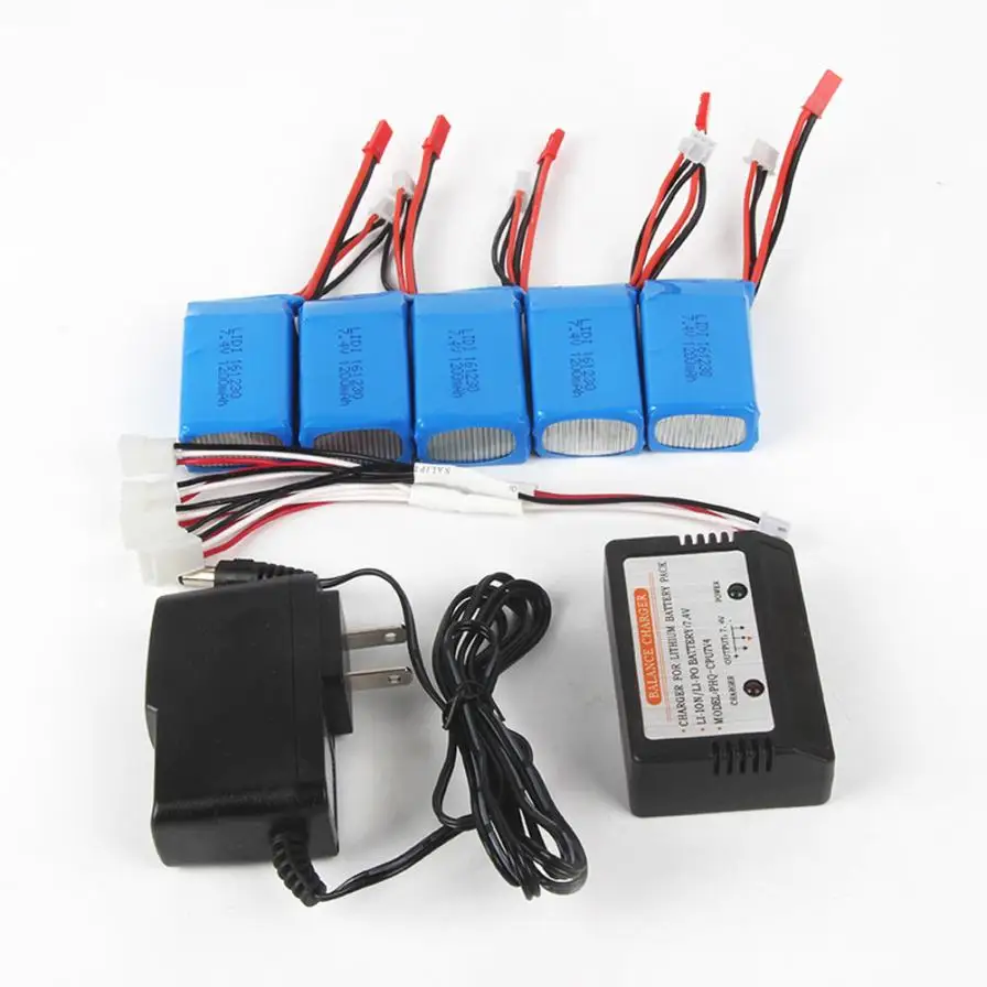 

Accessories Battery For quadcopter 5PC 7.4V 1200mAh Battery + 5 in 1 Charger For WLtoys A959 A969 A979 Quadcopter KA