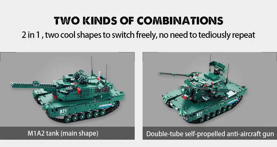 Blocos de Construção Brinquedos para Crianças Cada Militar Tanque Modelo Tijolos Carro Controle Remoto Compatível Ww2 Técnica 1498cps rc M1a2 7 Cheap Blocos