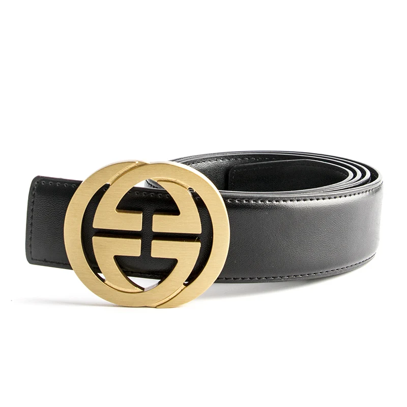 

2019 New Luxury Solid Brass Buckle Designer Belts Men High Quality Male Women Genuine Real Leather Strap for Jeans