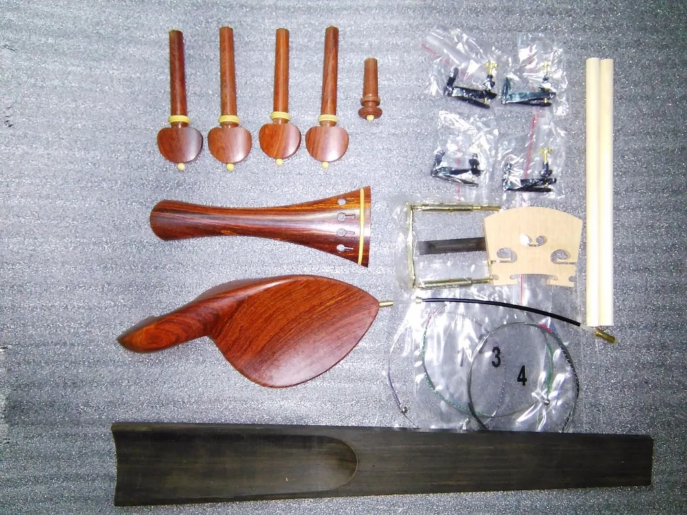 

Best Quality Rose wood Violin fittings+tuner+gut+clamp+bridge etc in 4/4 SF12