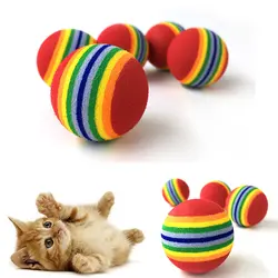 10 шт. Радуга 3,5 см шарик для котов интерактивные игрушки для кошек играть Жевательная погремушка царапин EVA мяч принадлежности для