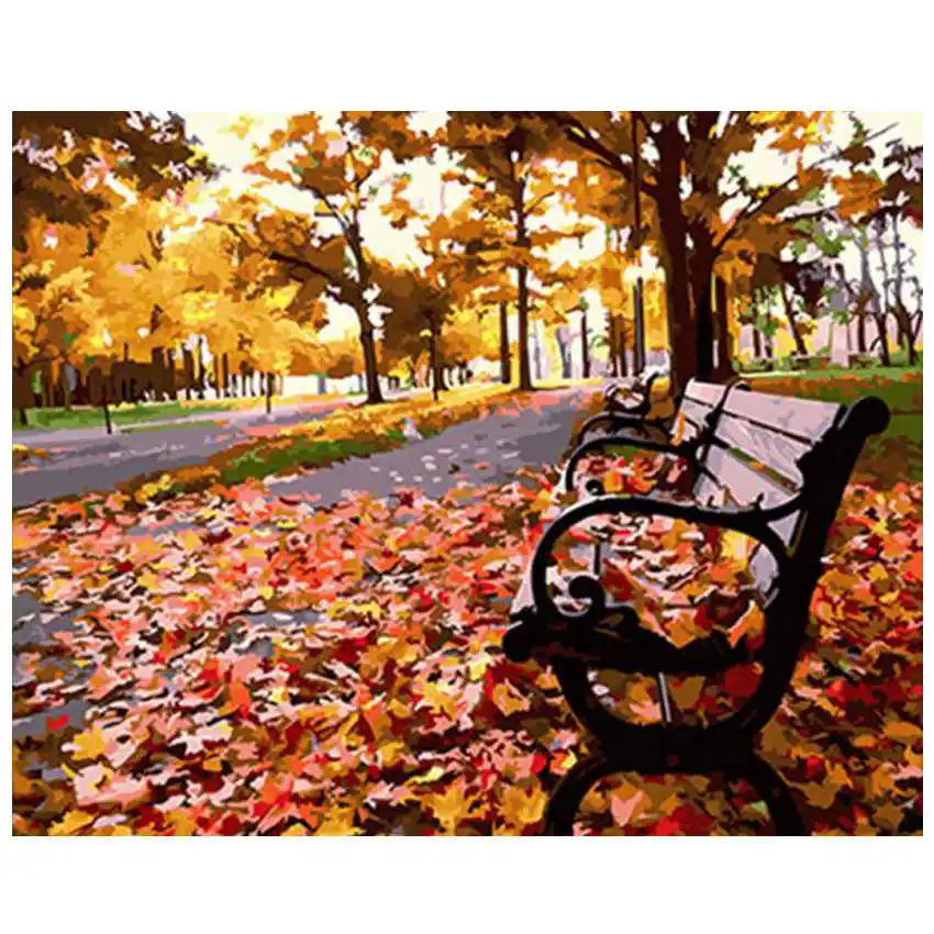 

Drawing By Numbers,Autumn Tree,Diy Oil Painting By Numbers,Fallen Leaves Paint By Number Kits