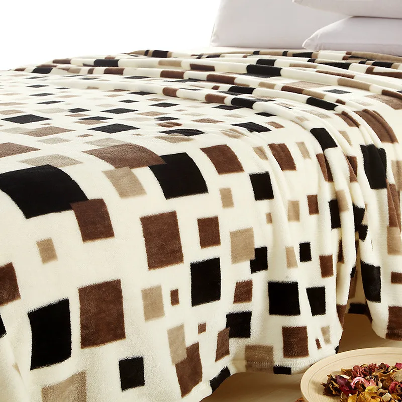 2018 Flannel Blankets Family Bedclothes Soft Warm Single Double Bed Blanket Adults Lattice Bed