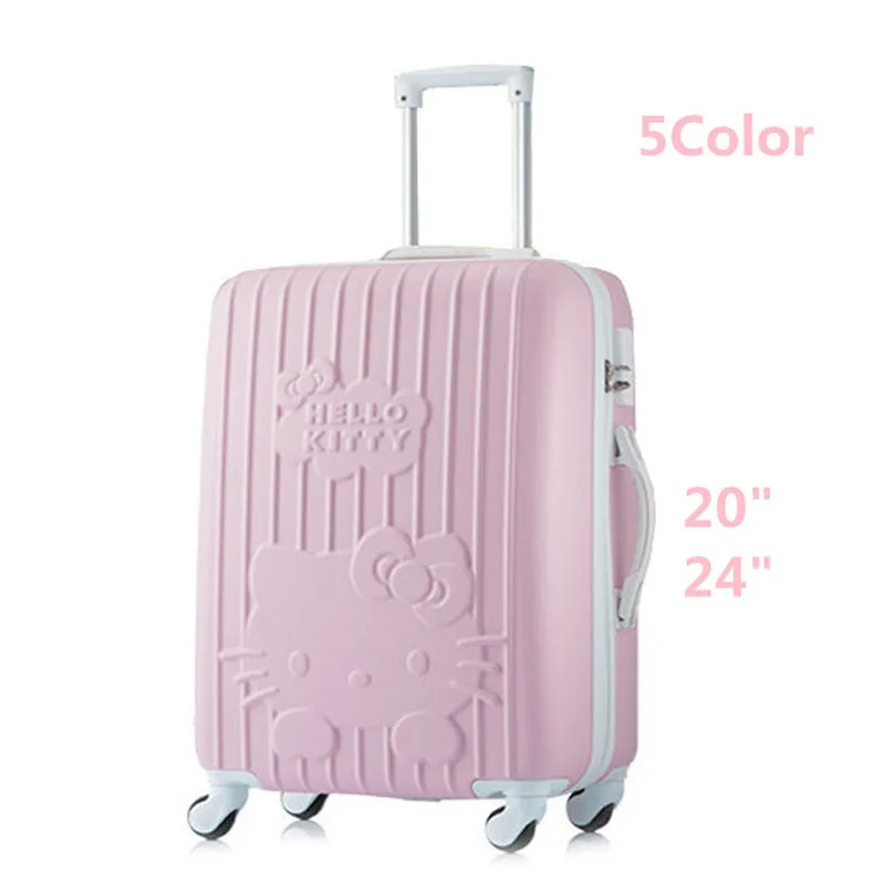 24 inch women luggage travel bags trolley,ABS Trolley Case,Girl Hello Kitty Travel Suitcase, Girls rolling luggage with 4 wheels