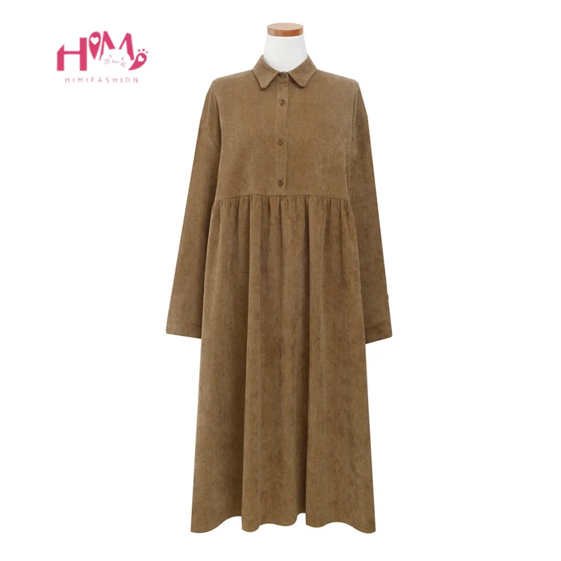 

Mori Girl Vintage Women Corduroy Dress Korean Long Sleeve Casual Midi Vestidos Japanese Fashion Female Navy Pink Shirts Dress