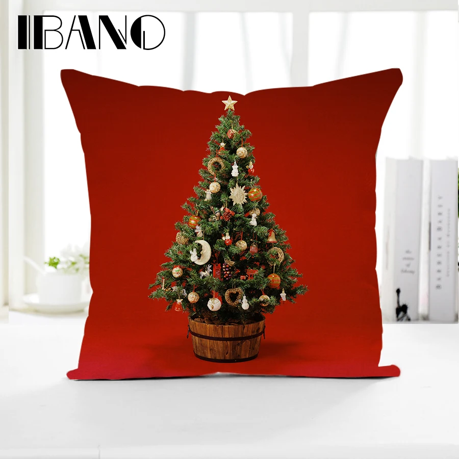 IBANO красный чехол для подушки с рождественской елкой 45x45 см Наволочки с новогодним подарком для спальни дивана рождественские украшения для дома