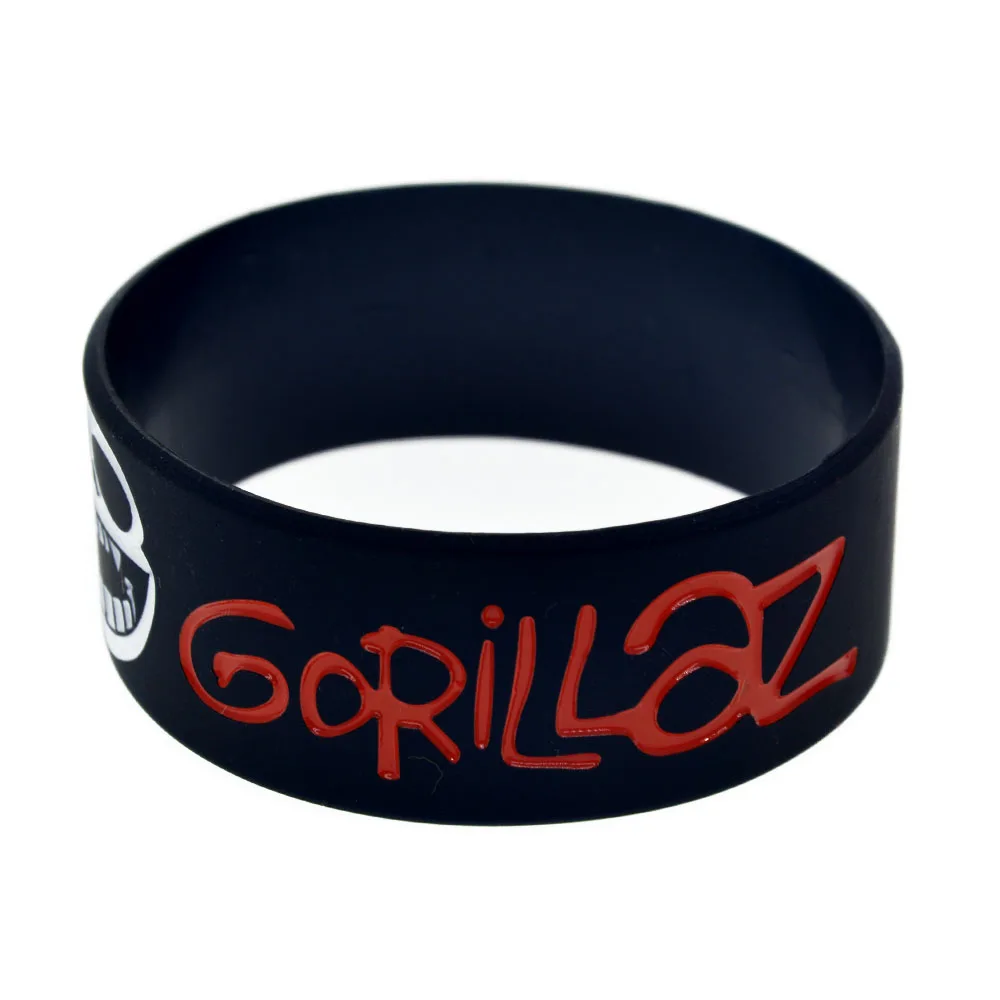 1 шт. силиконовый музыкальный браслет Gorillaz один дюйм широкий черный|Браслеты с