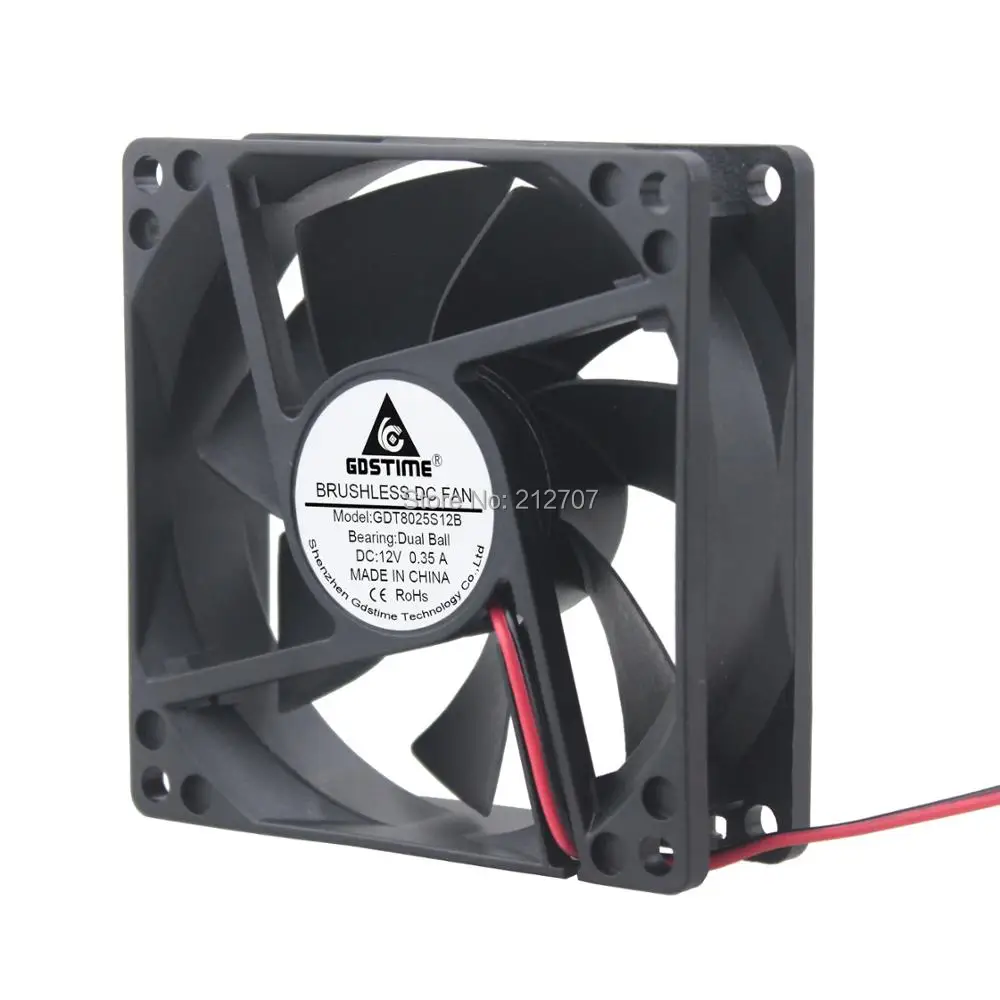 

2 Pieces/lot Gdstime High Cuurent 80*80*25mm 8025B 8cm 80mm Computer Ball Bearing Fan 12V