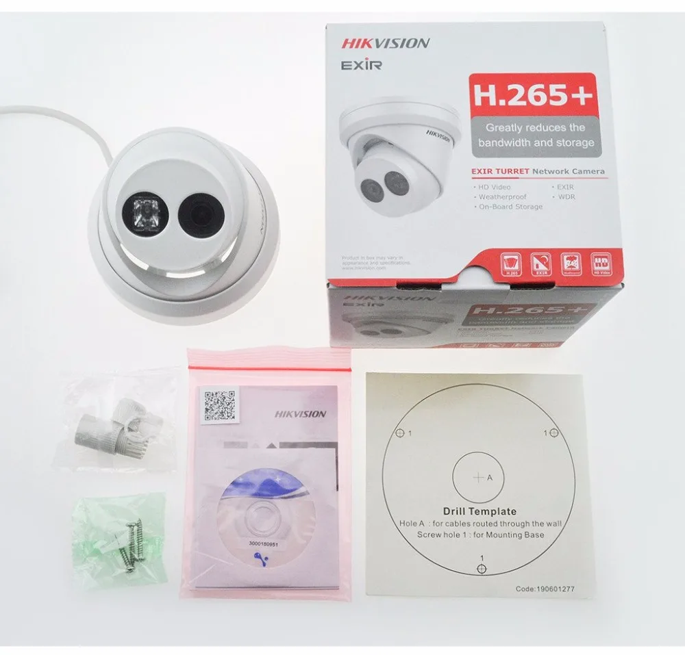 IP камера Hikvision 4 0 МП ИК купольная H265 Внутренняя/наружная искусственная кожа
