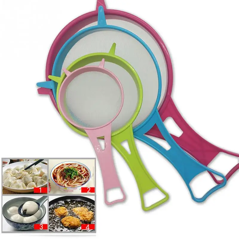 

Kitchen Strainer Sieve 4PCs Handle Plastic Kitchen Tools Multi Purpose Gadget