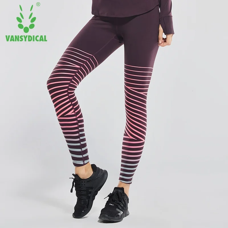 Женские Штаны Для Йоги Vansydical компрессионные дышащие леггинсы в полоску для бега