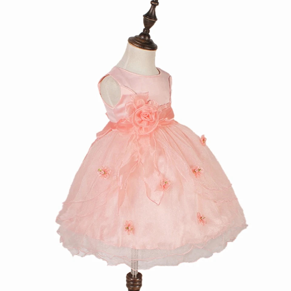 Factory Wholesale 2 7 years Children Gown Peach Flower Girl Dresses For