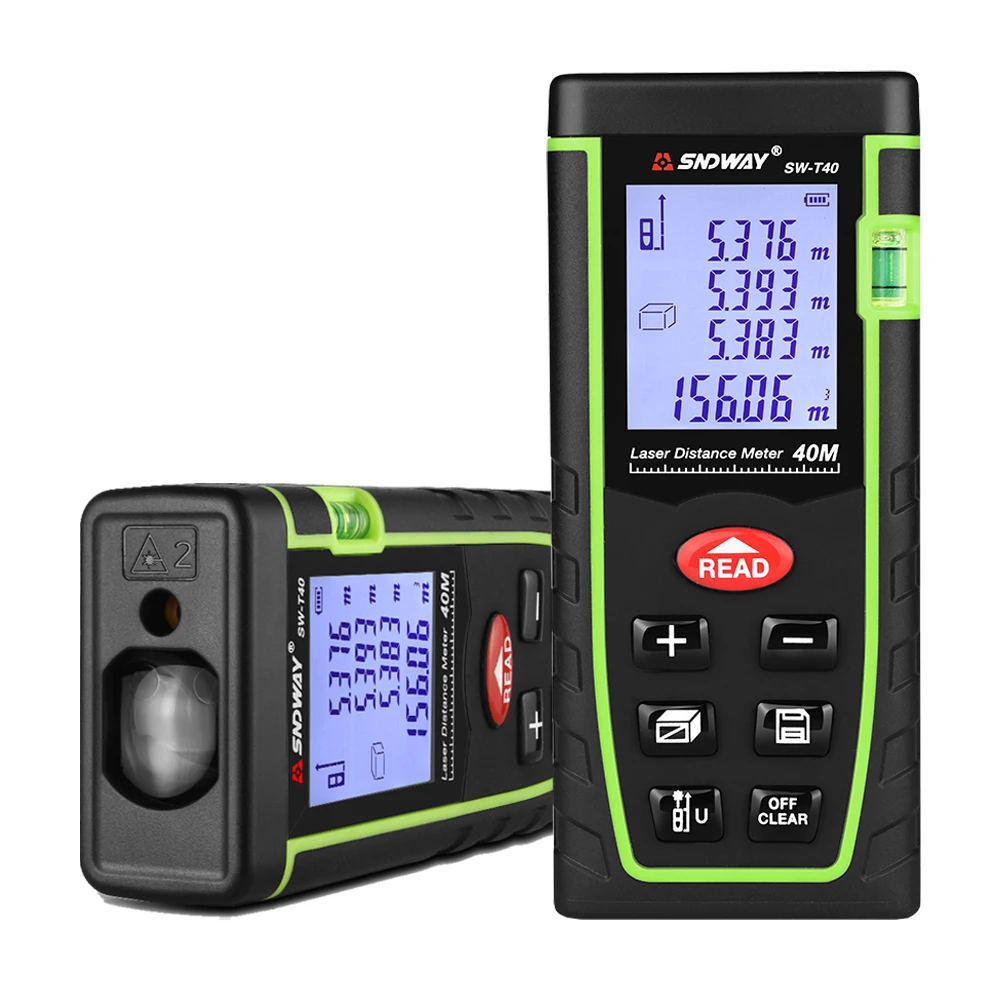 SNDWAY 40M Digital Laser Rangefinder Handheld Distance Meter Area/volume/Angle Tape Measuring Tool Trena Roulette Ruler