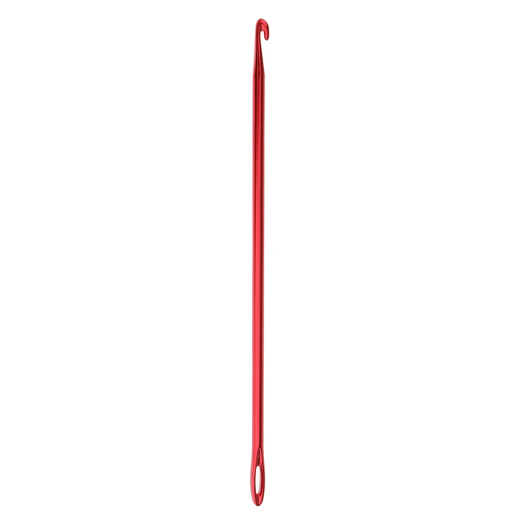 Afghan Aluminium Crochet Hook Knitting Needle Hand Knit Tool With Threading Hole