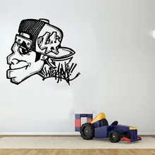Граффити Guy лица Глава Персонализированные Имя стены Стикеры для дома фрески Декор в гостиную виниловые обои надписи Мальчики Спальня L144