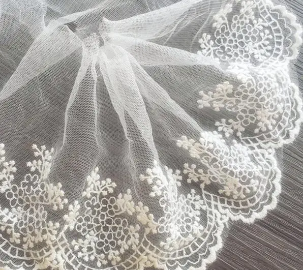 White Cotton Net Lace Trim Embroidered Lace Fabric Trimming Accessories 3 Meters/lot 11cm lace fabric lace garment accessories lace sewing supplies lace decoration lace accessories lace sewing accessories