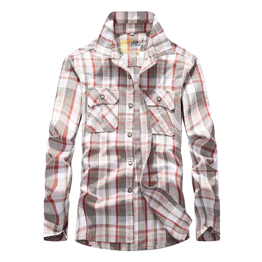 

Plus Size 4XL Cotton Chemise Homme Original Brand Clothing Men Chemise Homme Plaid AFS JEEP Shirts Cargo Military 75wy