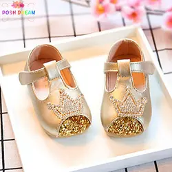 Шикарный мечта Золотая Корона весна и осень принцесса бренд детская обувь для девочек обувь для новорожденных алмаза малышей первых шагов