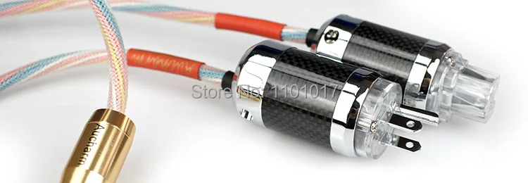 

Aucharm AUCPPC1 Silver-plated Power Cable HIFI EXQUIS Colorful Red Copper 4N US AU Standard Rhodium Plated Plug