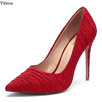 

Olomm Women Pumps Stiletto High Heels 11cm Pumps Pointed Toe Sexy Black Blue Gold Red Ladies Party Shoes Women US Size 4-13